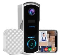Videocitofono Wifi Campanello Video senza fili da Esterno, nicezing 4MP QHD Citofono Telecamera con Suoneria, Batteria 10,000 mAh, Rilevamento Movimento PIR, Visione Notturna, Storage SD/Cloud, IP66