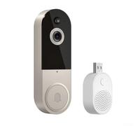 Videocitofono wireless 1080P, videocamera per campanello, archiviazione di rilevamento, WiFi, sorveglianza interna ed esterna, comunicazione bidirezionale (beige)