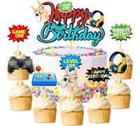 Videogioco Cupcake Toppers, decorazione per torta di compleanno, decorazione per torte per videogiochi, Happy Birthday Cake Decoration Game Party Supplies for Children Girls Boys Party Cake Cake