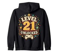 Videogioco Grafico con Distintivo da Gioco retrò Sbloccato Livello 21 Felpa con Cappuccio