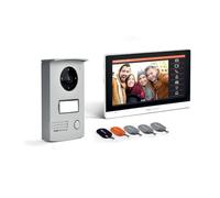 Videoportero con cable de 7 pulgadas con 5 tarjetas RFID VisioDoor 7 | PVF0042, cableado, pantalla táctil de 7", foto y vídeo, visión nocturna IP55, ranura para tarjeta Micro SD, llamada
