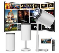 Videoproiettore 4K 1080P, App integrata Android13, Mini proiettore video portatile rotazione 90° telescopico regolabile, 5G WiFi 6 BT 5.4, correzione trapezoidale orizzontale
