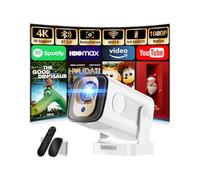 VideoProiettore Portatile tv Mini Proiettore 1080P Bluetooth WiF 6 Supporta, Proiettore video, Proiettore Correzione Trapezoidale -White