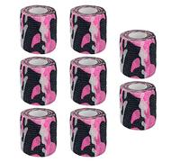 VideoPUP 8 pezzi di nastro adesivo per tatuaggi, usa e getta, coesivo, copertura elastica per impugnatura del tatuaggio, accessori per la presa del tatuaggio, rosa mimetico