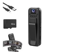 Videoregistratore portatile a infrarossi per visione notturna, mini videocamera indossabile 1080P, con obiettivo ruotabile di 180°, per ciclismo, sport, viaggi e attività all'aperto (with 32GB)