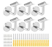 VIDETOL 6 supporti per corrimano in acciaio inox, 60 x 60 mm, supporto per corrimano, corrimano con rosetta di copertura, supporto per corrimano in argento, per corridoi, scale e bagni