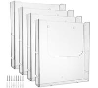 VIDETOL Confezione da 4 Portadepliant da parete in acrilico A4, 224 x 42 x 241 mm, supporto per volantini trasparente, portadepliant da parete con tubo di espansione a vite per menu, cataloghi, volant