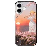 VIDI Anime Flauto Player compatibile per iPhone 16 custodia antiurto in vetro temperato custodia protettiva estetica sottile per donne uomini nero