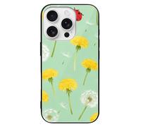 VIDI Coccinella e dente di leone compatibile per iPhone 16 custodia antiurto in vetro temperato custodia protettiva estetica sottile per donne uomini nero