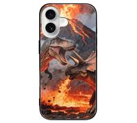 VIDI Dinosauro vulcano eruzione compatibile per iPhone 16 custodia antiurto in vetro temperato custodia protettiva estetica sottile per donne uomini