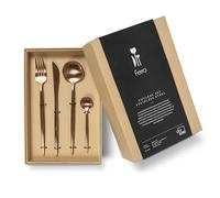 VIDI Ferro Set Posate Oro Rosa Lucido | Set Posate 6 Persone Alta Qualità| Posate Acciaio Inox per Lavastoviglie | Set Posate 24 Pezzi Cucchiai, Coltelli da Tavola Forchette Acciaio Inox