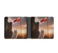 VIDI Portafoglio sottile da uomo con bandiera nazionale e simpatico cane sorridente portafogli bifold tasca frontale porta carte di credito clip in pelle