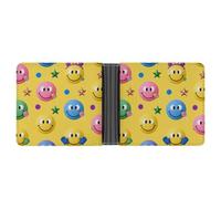 VIDI Portafoglio sottile per gli uomini Candy Happy Face Pattern Bifold Portafogli Tasca frontale Porta carte di credito in pelle Fermasoldi