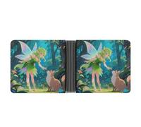VIDI Portafoglio sottile per uomo elfo verde donne portafogli bifold tasca frontale porta carte di credito in pelle fermasoldi