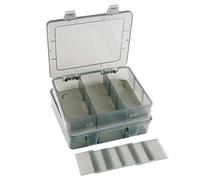 Vidifor Confezione da 2 contenitori in plastica, organizer per gioielli, con divisori per artigianato, perline, bottoni, ornamenti, parti in metallo e molto altro (9 griglie, 2 pezzi)