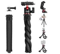 VIDIFY Coman Robusto treppiede flessibile Octopus per Gopro Hero 13,12, Insta360 X5, DJI Action, fotocamera DSLR, supporto per telefono integrato con scarpa fredda, treppiede pieghevole avvolgente per
