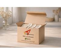Vidoelettronica 100 Cucchiaini Compostabili in Fibra di Canna da Zucchero 11,5 cm | Posate Bio per Dessert, Caffè, Eventi