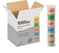 vidoelettronica 1000 Pz Bicchieri Caffe' di Carta Biodegradabili Biocompostabili Tazzine 75 ml Bicchiere Carta Resistente