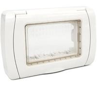 Vidoelettronica® Placca idrobox 3/4 posti compatibile con Matix,Living Light International,Plana IP55 coperchio modulo cassetta 503/504 bianca/nero (4 moduli plana)
