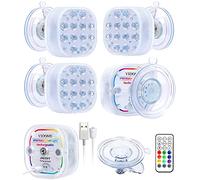 VIDOME Rechargeable Submersible LED Lights, Pool Lights for Inground Pool, Magnetic Pool Lights with Super Large Suction Cup, Underwater Light Full Waterproof LED Lights for Pool Pond Bathtub 4 Sets