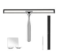 Vidomix Tergivetro per Doccia, Tergicristallo Doccia in Acciaio Inox Tergivetro Doccia con Gancio e Striscia in Silicone di Ricambio Tira Acqua da Doccia per Bagno, Finestre, Specchi, Piastrelle