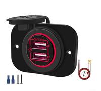 Vidonergy Caricabatterie da auto impermeabile da 12 V 10 A, doppia presa USB con interruttore on/off e chip per barche, moto, ATV, UTV e la maggior parte dei veicoli da 12-24 V (rosso)