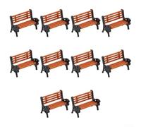 Vidonergy Confezione da 10 panchine da parco realistiche in miniatura per set di treni in scala HO OO, 1:87 1:100 1:200 modellino ferroviario con sedile arancione braccio nero (1:200)