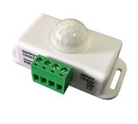 Vidonergy Interruttore sensore di movimento PIR per controller a infrarossi da 12 V 24 V CC, con ritardo regolabile da 1 a 10 min, portata 8 m, carico 6 A, bianco