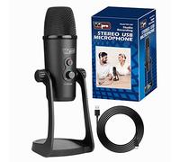 Vidpro XM-USB - Microfono stereo USB per Windows e Mac, design in metallo resistente con supporto da tavolo per registrazione, artisti di registrazione, cantanti, musicisti e interviste