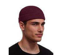 vidsel Berretto da pescatore in lana sottile, unisex, con polsino a maglia corta, 1 pezzo, rosso vino, taglia unica