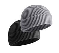 vidsel Nero Fisherman Beanie Cappello da Trawler Fatto Mano Knitted Hats 2Pcs