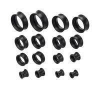 Vidsmow 16 PCS Flesh Tunnel Dilatatore Orecchio in Silicone, Piercing a Tappo per Allungamento Lobi, 8 Dimensioni Diverse, 6 a 20 mm, Nero, Sicuro e Facile da Usare