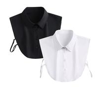 VIDSTW 2 Pezzi Colletto Staccabile Donna, Morbido e Delicato Sulla Pellecolletto Camicia Alla Moda e Versatile Collo Camicia Finto Donna per, Abiti Maglioni, Giacche (Bianco/Nero)