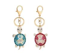 VIDSTW 2 Pezzi Portachiavi Tartaruga, Brillante Portachiavi son Strass, Portachiavi Ragazza Piccolo e Leggero, per la Decorazione di Borse, Decorazioni per Chiavi (Blu, Rosa)