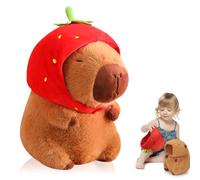 VIDSTW 23 CM Capybara Peluche Capibara Peluche Morbido con Cappello di Fragola Giocattoli Carini per Giocattoli per Bambini, Decorazione di Mobili (Versione Alla Fragola)