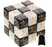VIDSTW 24 Pezzi Contatori di Dadi D6 Cubo con 1 Borse Portaoggetti Compatibili con MTG, CCG, Accessorio per Giochi di Carte (Nero+Bianco)