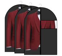 VIDSTW 3 Pezzi Custodie per Abiti PEVA con Finestra 60 x 80 cm Copri Abiti Buste per Indumenti Antipolvere Nero Porta Abito con Cerniera Borsa Porta Abiti Lavabile per Giacche Gonne Camicie
