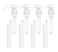 VIDSTW 4 Pezzi Dosatore Sapone Bagno Pompa Pompa per Sciroppo con 4 Paglia Lunga e 4 paglia Corta Syrup Dispenser Riutilizzabile Dispenser Sciroppo per Casa, Bar, Ristorante (Bianco)