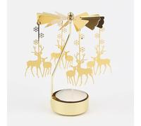 VIDSTW Portacandele Rotante Porta Candele Rotante Oro Portacandele a Carosello Romantico Portacandele per Candele Decorative per Natale Matrimonio Festa San Valentino (Due Cervi)