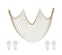 VIDSTW Rete da Pesca Decorativa Viene Fornito con 4 Chiodi 1×2m Rete Pesca Decorativa La Parete Fotografica Stile Mediterraneo Decorazioni Parete per Soggiorno Camera Colore Canapa
