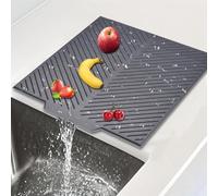 VIDSTW Tappetino Scolapiatti Silicone con Buchi Bar 43 x 33,5 x 0,45 CM Tappetino Scolapiatti Assorbente Bar Mat Scarico Rapido Pieghevole Accessori Cucina per Asciugare Piatti（Orizzontale）
