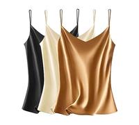 VIDUSSA - Canottiera da donna con scollo a V, in raso di seta, casual, senza maniche, XXL