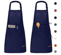 Viedouce 2 Pezzi Grembiule da Cucina Chef,Impermeabile Grembiule da Ristorante BBQ Bar Chef Cucina,Regolabile Grembiuli con Tasche Chef di Cucina (Marina-02)