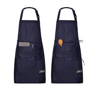 Viedouce 2 Pezzi Grembiule da Cucina Chef, Impermeabile Grembiule da Ristorante Chef Cucina,Regolabile Grembiuli con Tasche Chef di Cucina (Banda Marina)