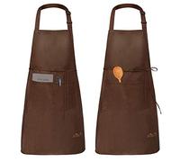 Viedouce 2 Pezzi Grembiule da Cucina, Regolabile Con Tasche, Impermeabile per Ristorante BBQ Bar Chef, Uomo Donna (Marrone)
