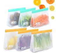 Viedouce 6 Pezzi Sacchetti Riutilizzabili per Alimenti,Sacchetti Silicone per Alimenti Riutilizzabili,Sacchetti Congelatore Sandwich,PEVA Sacchetti per Cibo Gelo Riutilizzabili,Senza BPA