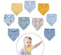 Viedouce Bavaglini Neonato 9 Pezzi,Bavaglini Pappa Svezzamento per Ragazzi e Ragazze,Bavaglino Bandana Neonato Cotone con Regolabile Bottoni,Assorbenti & Morbidi