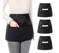 Viedouce Grembiuli 3 Pezzi, Mezzo Grembiuli da Cucina con 3 Tasche per Ristorante Chef Cameriera Cameriere Grembiule per Uomo Donna,Nero