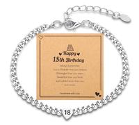 ViEinkaufen Braccialetto regolabile per 16° 18° compleanno e 21° compleanno, con biglietti di compleanno e scatola regalo per figlia, sorella, Acciaio inossidabile