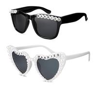 ViEinkaufen Occhiali da sole vintage a forma di cuore, per spose e sposi, regalo per feste per spose e sposi